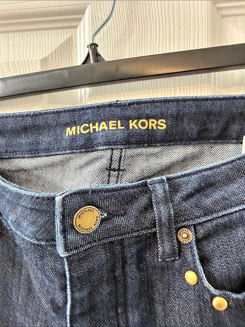 Michael Kors Studded Cropped Jeans in Dark Blue Wash 25 inch waist - Picture 3 of 9